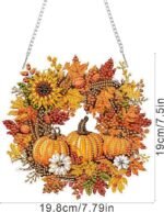 Halloween Pumpkin Wreath Diamond Art Hanging Kit 5D Acrylic DIY Window Ornament - Image 3