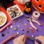 213PCS Halloween Lip Gloss Keychain Making Kit Pink Enamel Charms Gold Chain DIY - Image 2