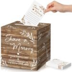 Share a Memory Cards with Box | 50 Guest Message Cards | Rustic Wood Keepsake Box | Wedding Graduation Birthday Guest Book Alternative