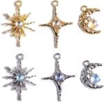 Celestial Moon Star Sun Charms Set Silver Gold Plated Jewelry Making Pendants - Image 2