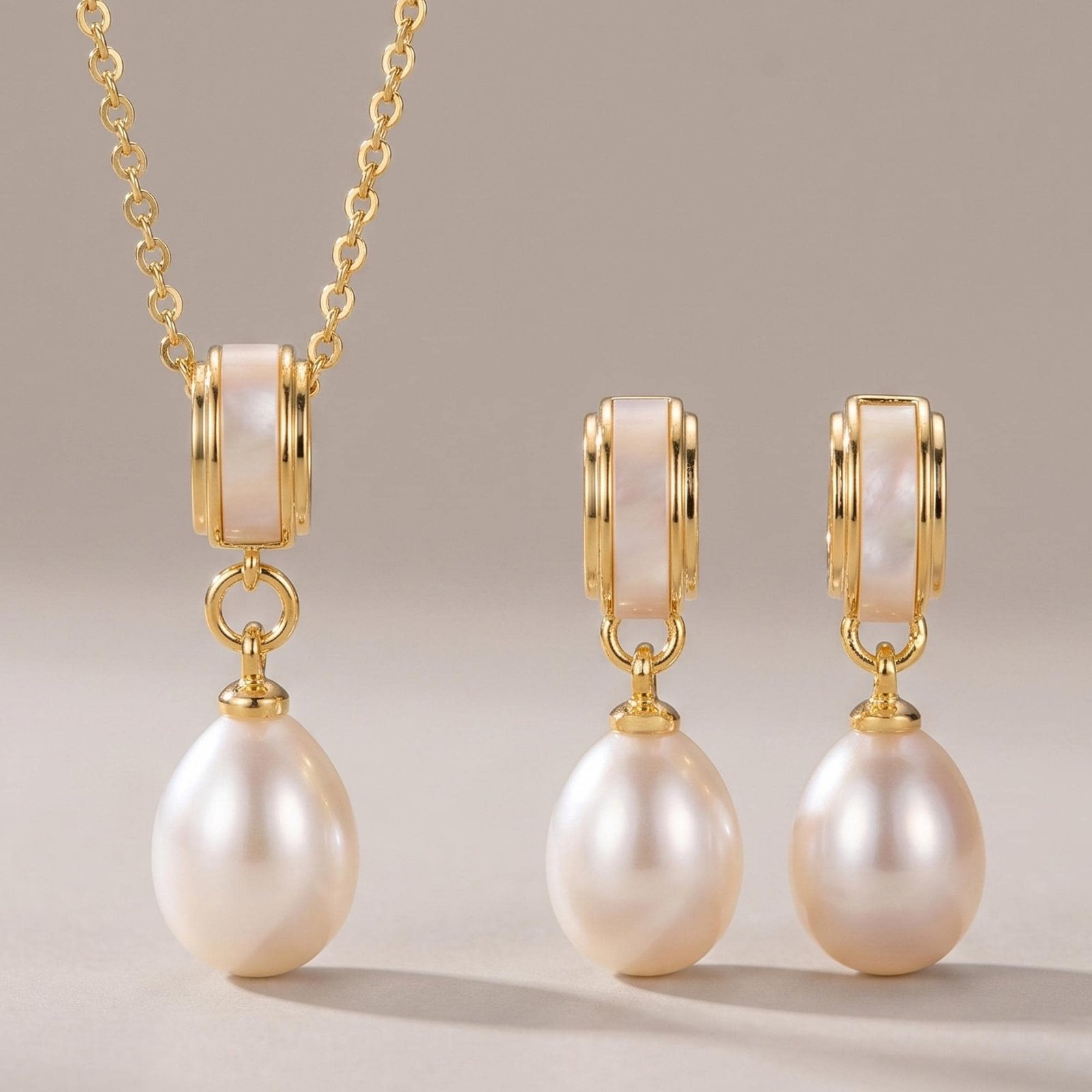 il_fullxfull.8251662982_8qkr.jpg Freshwater Pearl Jewelry Set | Pearl Necklace & Earrings Set | Bridal Wedding Jewelry | Gold Pearl Gift for Her | Bridesmaid Jewelry - Image 1