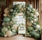 Sage Green Balloon Garland Kit | Double Stuffed Balloon Arch with Eucalyptus | Green Beige Party Balloons | Wedding Baby Shower Decor - Image 3