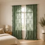 Sage Green Sheer Lace Curtains | Floral Ruffle Window Panels | Cottage core Curtains | French Country Drapes | Shabby Chic Window Treatment - Image 2