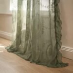 Sage Green Sheer Lace Curtains | Floral Ruffle Window Panels | Cottage core Curtains | French Country Drapes | Shabby Chic Window Treatment - Image 6