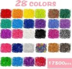 17500PCS Rubber Loom Bands Kit 28 Colors Bracelet Making Refill Set with Charms Beads - Image 3