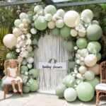 Sage Green Balloon Garland Kit | Double Stuffed Green White Balloon Arch | Pearl Beige Party Balloons | Baby Shower Wedding Decor - Image 3