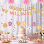 Daisy Farewell Party Decorations | Good Luck We Will Miss You Banner | Pink Coworker Goodbye Decor | Retirement Party Kit