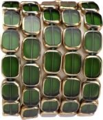 28PCS Green Oval Glass Beads Golden Edge Crystal Jewelry Making Supplies