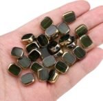 28PCS Green Oval Glass Beads Golden Edge Crystal Jewelry Making Supplies - Image 4