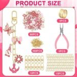 189PCS Breast Cancer Awareness Keychain Making Kit Pink Ribbon Charm Jewelry DIY Set - Image 2