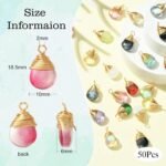 50PCS Glass Water Drop Charms Gold Plated Teardrop Pendants Jewelry Making Supplies - Image 3