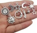 80PCS Antique Silver Sun Moon Star Charms Jewelry Making Pendant Supplies - Image 2