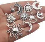 80PCS Antique Silver Sun Moon Star Charms Jewelry Making Pendant Supplies - Image 3