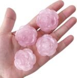 4PCS Natural Crystal Rose Flower Figurines Rose Quartz Stone DIY Jewelry Decor