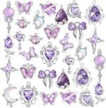 32PCS Gothic Heart Charms Crystal Glass Pendant Set Rhinestone Jewelry Making DIY Kit - Image 3