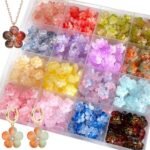 50PCS Colorful Flower Charms Acrylic Glass Floral Spacer Beads for Jewelry Making DIY