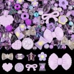 150PCS Purple Pastel Acrylic Beads Kawaii Bow Butterfly Flower Bracelet Jewelry Making Kit