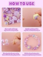 150PCS Purple Pastel Acrylic Beads Kawaii Bow Butterfly Flower Bracelet Jewelry Making Kit - Image 4