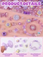 150PCS Purple Pastel Acrylic Beads Kawaii Bow Butterfly Flower Bracelet Jewelry Making Kit - Image 3