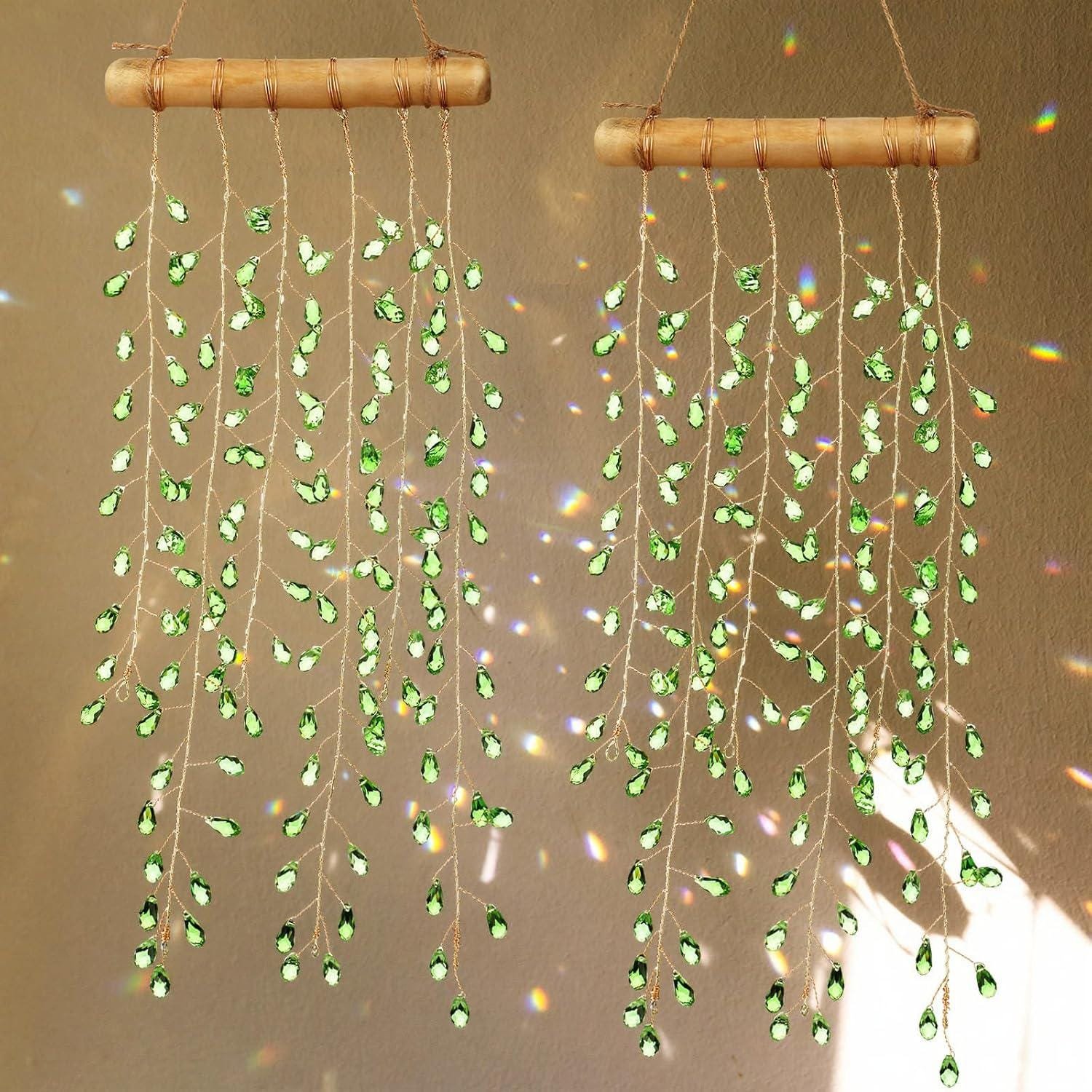 il_fullxfull.8288914960_88xn.jpg 2PCS Crystal Suncatchers Window Hanging Boho Rainbow Prism Wind Chime Garden Decor - Image 1