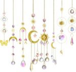 8PCS Colorful Crystal Suncatchers Rainbow Prism Window Hanging Ornaments with Chain Hook - Image 2