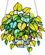 Leaf Plant Stained Glass Suncatcher Window Hanging Botanical Nature Home Decor Gift - Image 2