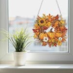Halloween Pumpkin Wreath Diamond Art Hanging Kit 5D Acrylic DIY Window Ornament - Image 2