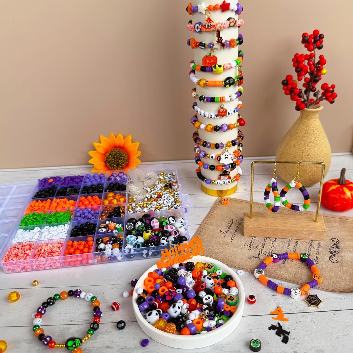 il_fullxfull.8291619531_bj50.jpg 3140PCS Halloween Clay Beads Bracelet Making Kit Ghost Pumpkin Charms DIY Jewelry - Image 1