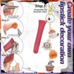 213PCS Halloween Lip Gloss Keychain Making Kit Pink Enamel Charms Gold Chain DIY - Image 4