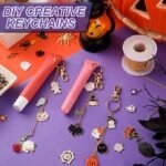 213PCS Halloween Lip Gloss Keychain Making Kit Pink Enamel Charms Gold Chain DIY - Image 5
