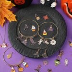 40PCS Halloween Enamel Charms Pumpkin Bat Witch Skeleton Jewelry Making Pendants