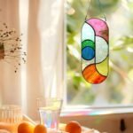 Geometric Tiffany Style Stained Glass Suncatcher Window Hanging Flowing Color Panel Decor - Image 4