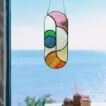 Geometric Tiffany Style Stained Glass Suncatcher Window Hanging Flowing Color Panel Decor - Image 5