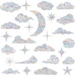 26PCS Rainbow Cloud Star Window Clings Bird Strike Prevention Reusable Glass Suncatcher Decals