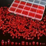 1500PCS Red Crystal Glass Beads Kit Bicone Rondelle Cube Teardrop Jewelry Making Supplies
