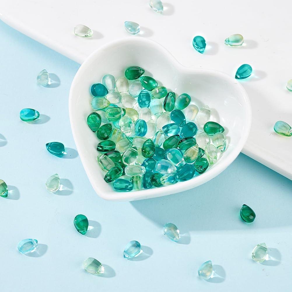 il_fullxfull.8301297468_kk5l.jpg 100PCS Czech Glass Teardrop Beads Blue Green Crystal Water Drop Jewelry Making Supplies - Image 1