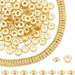 18K Gold Plated Heishi Spacer Beads, 6mm Flat Disc Brass Jewelry Making Supplies - Image 2