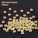 18K Gold Plated Heishi Spacer Beads, 6mm Flat Disc Brass Jewelry Making Supplies - Image 5