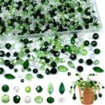 1000PCS Green Crystal Glass Beads Assorted Faceted Bicone Teardrop Beads for Jewelry Making