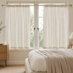 Linen Cafe Curtains | Custom Farmhouse Kitchen Curtains | Semi Sheer Rod Pocket Tier Panels | Beige Window Drapes - Image 7
