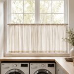 Linen Cafe Curtains | Custom Farmhouse Kitchen Curtains | Semi Sheer Rod Pocket Tier Panels | Beige Window Drapes - Image 10