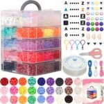 6500PCS Kandi Pony Beads Kit Alphabet Number Smile Beads Friendship Bracelet Jewelry Making Supplies