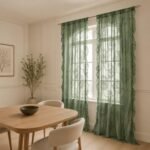 Sage Green Sheer Lace Curtains | Floral Ruffle Window Panels | Cottage core Curtains | French Country Drapes | Shabby Chic Window Treatment - Image 9
