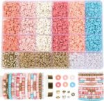 2350PCS Pink Clay Beads Bracelet Making Kit 6 Color Heishi Polymer Jewelry Supplies - Image 2