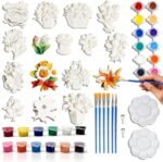 15PCS Flower Magnet Painting Kit DIY Plaster Craft Set Fridge Magnet Party Favor Gift