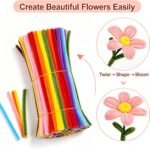 DIY Flower Bouquet Kit 600PCS Pipe Cleaner Craft Set with Glass Vases Chenille Stem Flowers Gift - Image 2