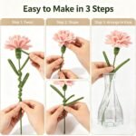 DIY Flower Bouquet Kit 600PCS Pipe Cleaner Craft Set with Glass Vases Chenille Stem Flowers Gift - Image 3
