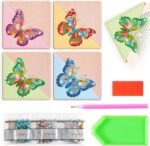 Butterfly Diamond Painting Corner Bookmarks, DIY Leather Diamond Art Craft (4PCS) - Image 3