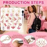 189PCS Breast Cancer Awareness Keychain Making Kit Pink Ribbon Charm Jewelry DIY Set - Image 3
