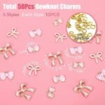 50PCS Pink Bow Charms Enamel Bowknot Pendants for Jewelry Making Bracelet Necklace DIY - Image 4